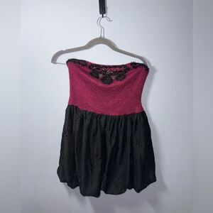 VTG Forever 21 XXI Sweater Tube Top Tunic Babydoll Embroidered sequins Y2K Top M